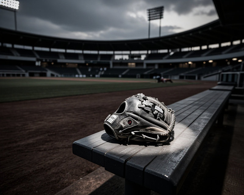 Empty Baseball Stadium at Dusk